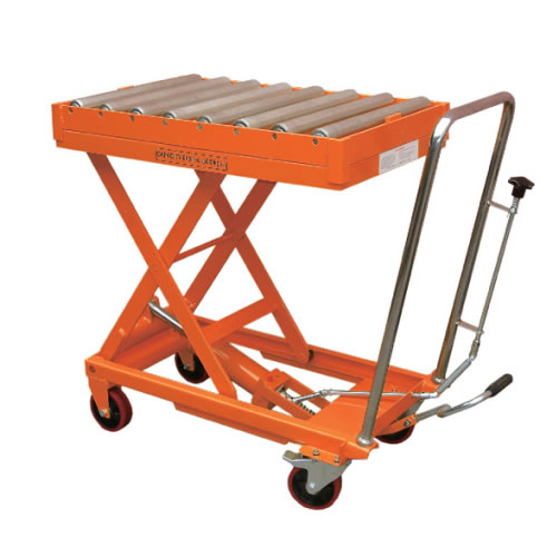 冠航牌雙剪單剪手動(dòng)滾軸升降平臺車